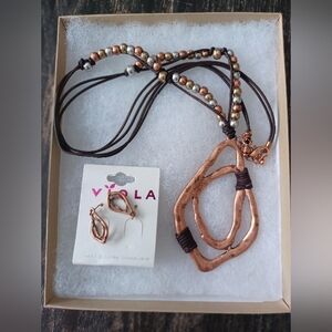 Viola Copper and Brown Necklace Set
